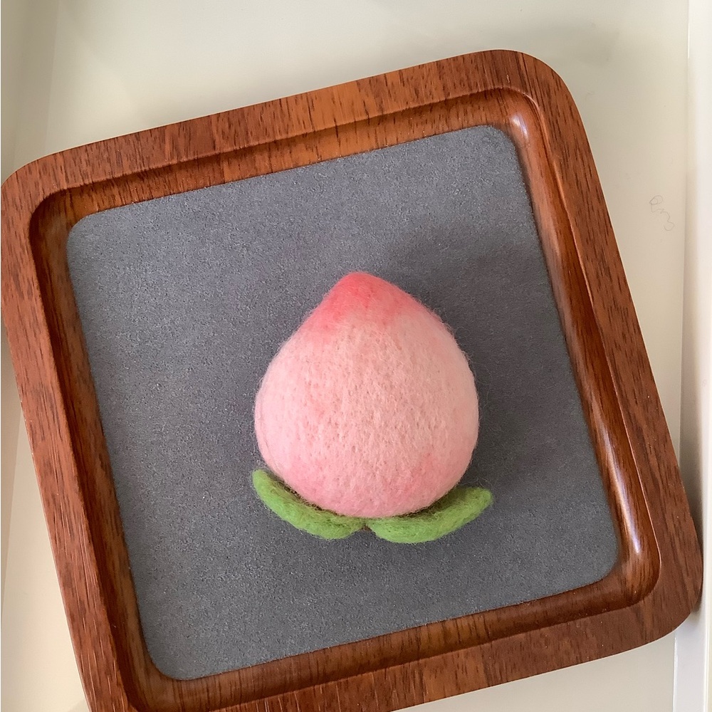 Cute Wool-Felted Peach Pin